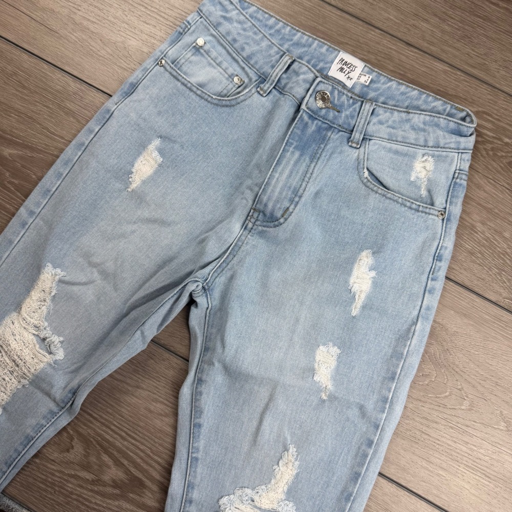 Princess Polly Women Jeans High Rise Distressed Straight Leg Light Wash Size 4